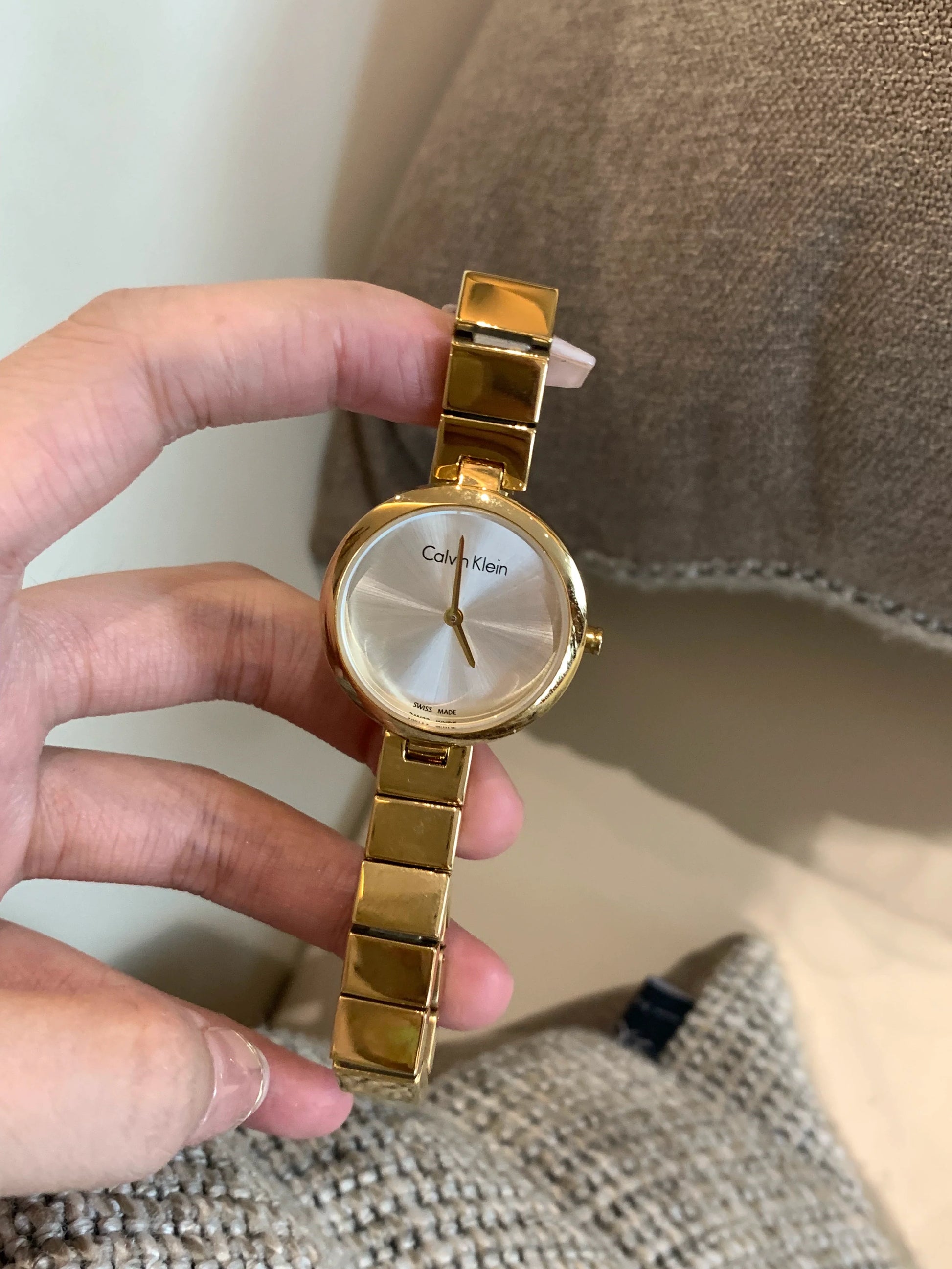 Mylene Stainless Steel Watch - White Dial Gold Band
