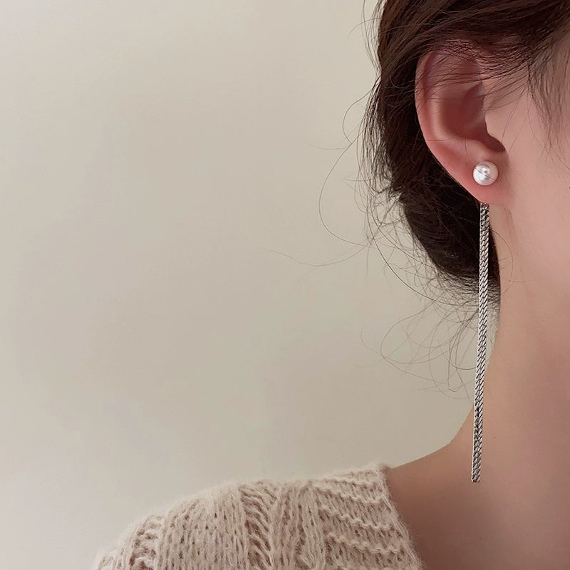 Madilynn Pearl Tassel Earrings - Silver [VXEEZM4J]