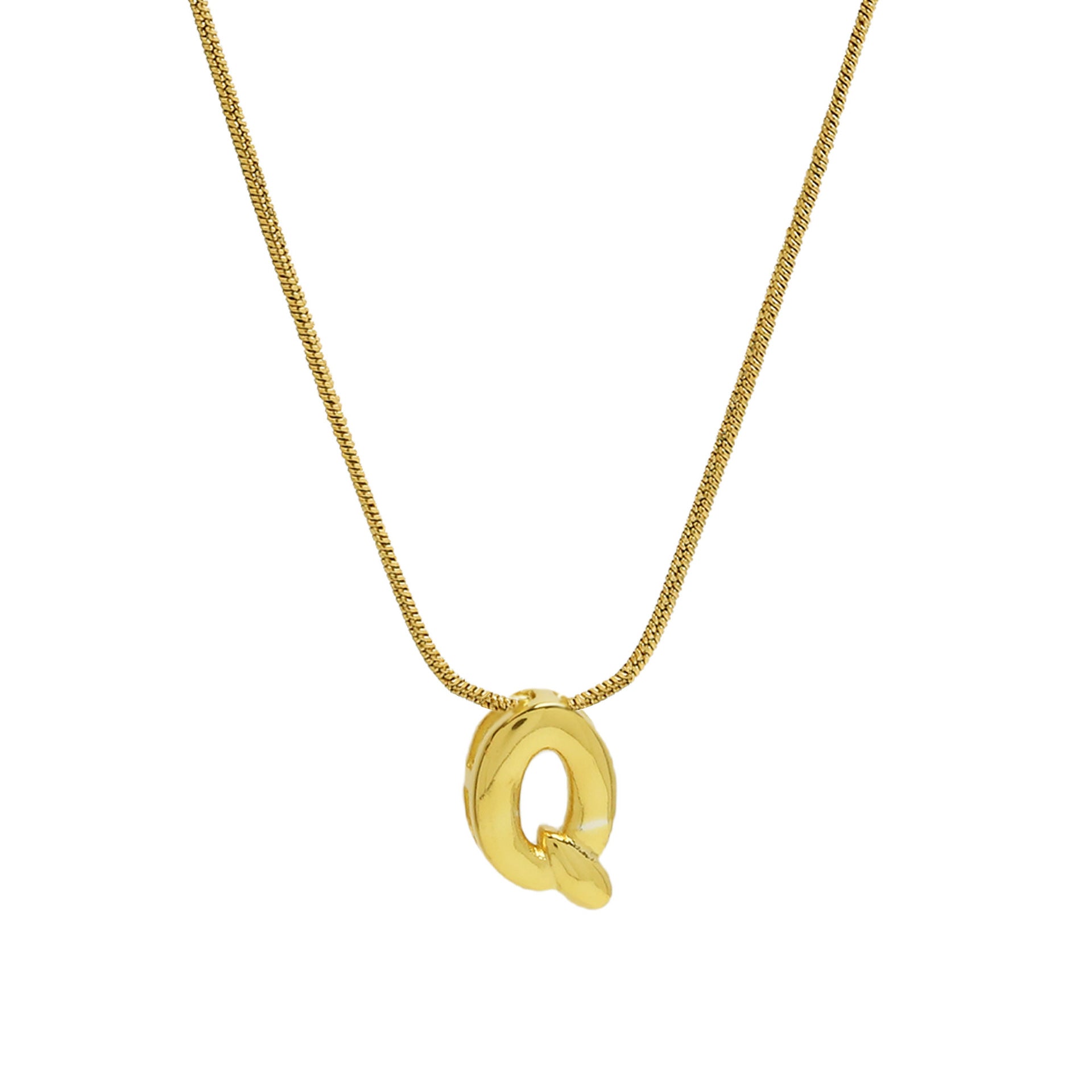 Hallie Initial Snake Chain Necklace - Q Letter Necklace [90TOQAJB]