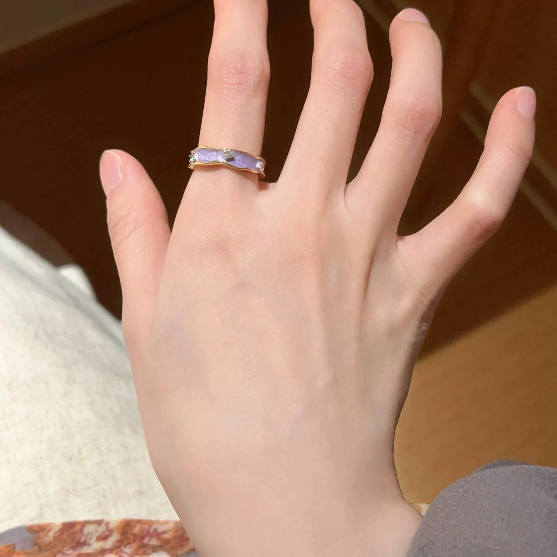 Stephanie Butterfly Enamel Ring - Purple Drip Oil Zircon Ring