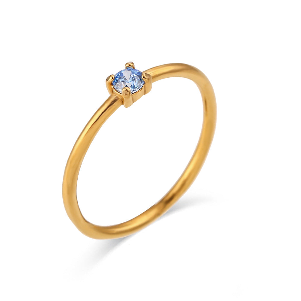 Kenzley Dainty Birthstone Ring - Sea Blue [M271LRHQ]