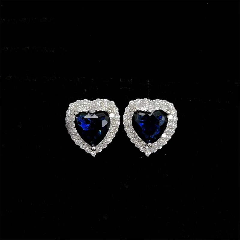 Gisella Colorful Gemstone Heart Studs - Royal Blue