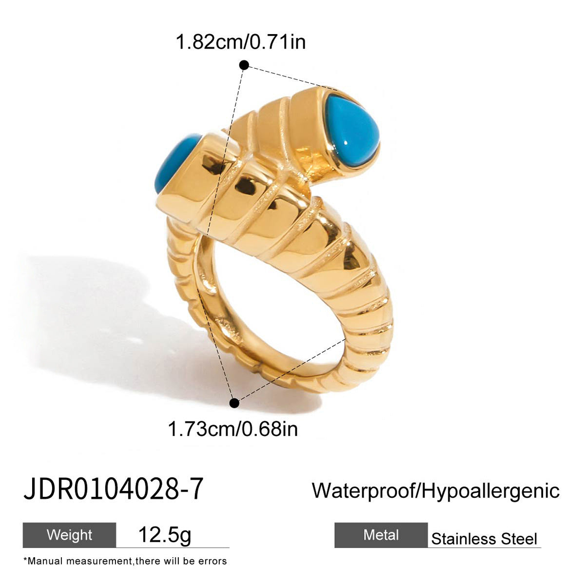 Reeva Blue Turquoise Ring - Blue Turquoise Stone [MY97OXVX]