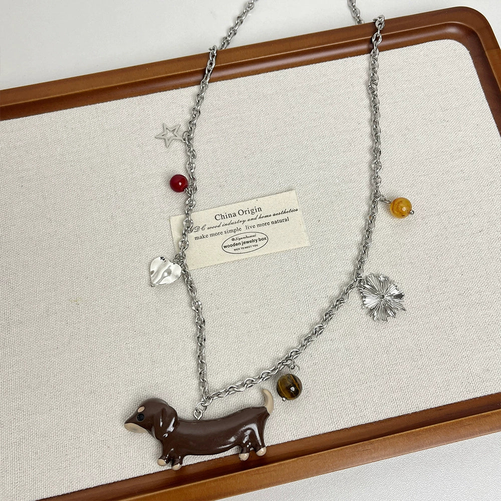 Meira Dachshund Sweater Necklace - Chain Necklace [S30F4ZTT]