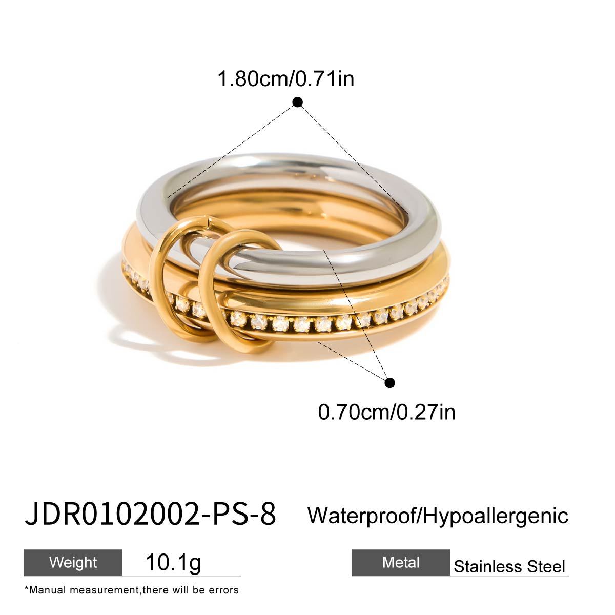 Dagny Stainless Steel Stackable Rings - JDR0102002-PS-8 [7JRW45MU]