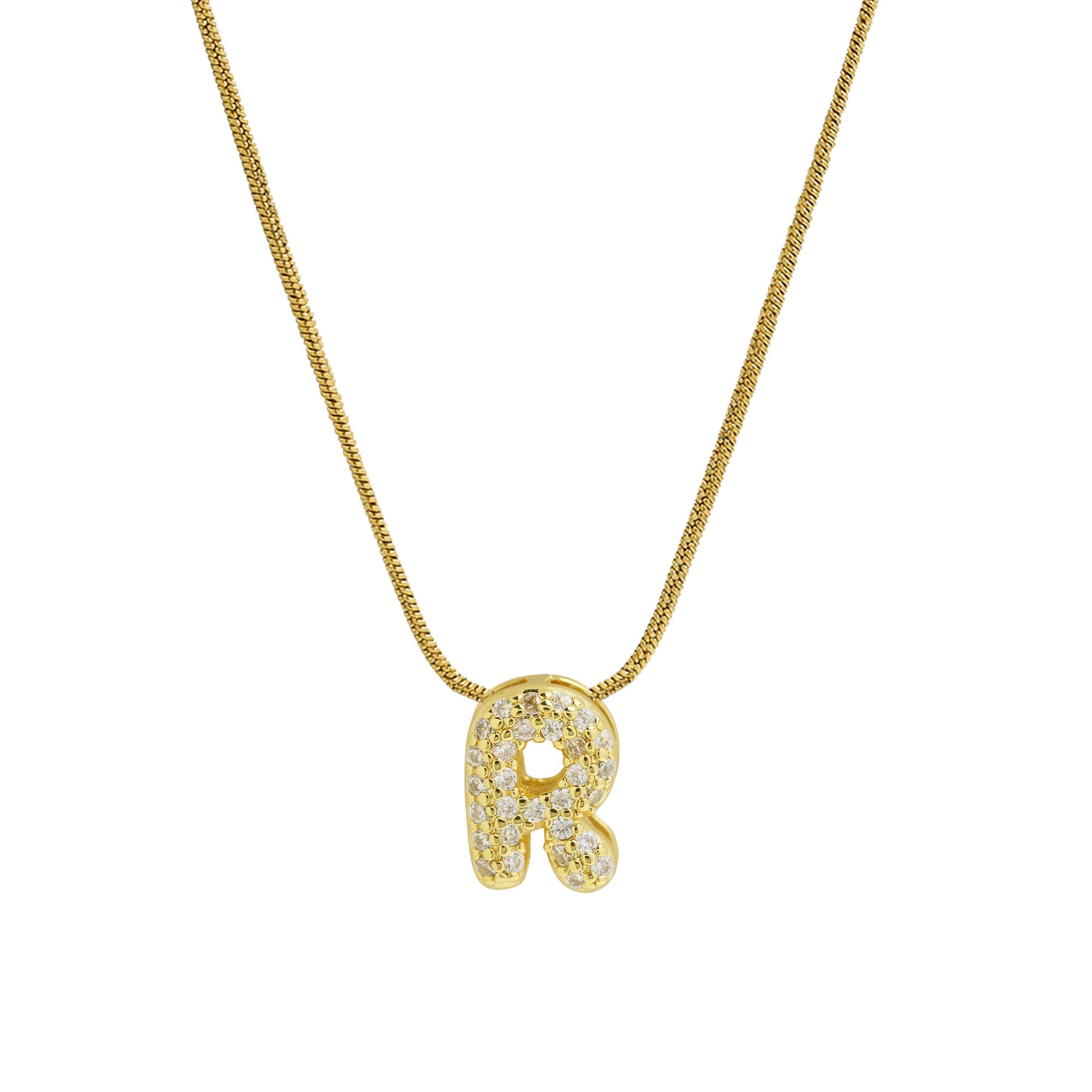 Deborah Initial Snake Necklace - Gold-tone R Initial [QQ5OAQLQ]