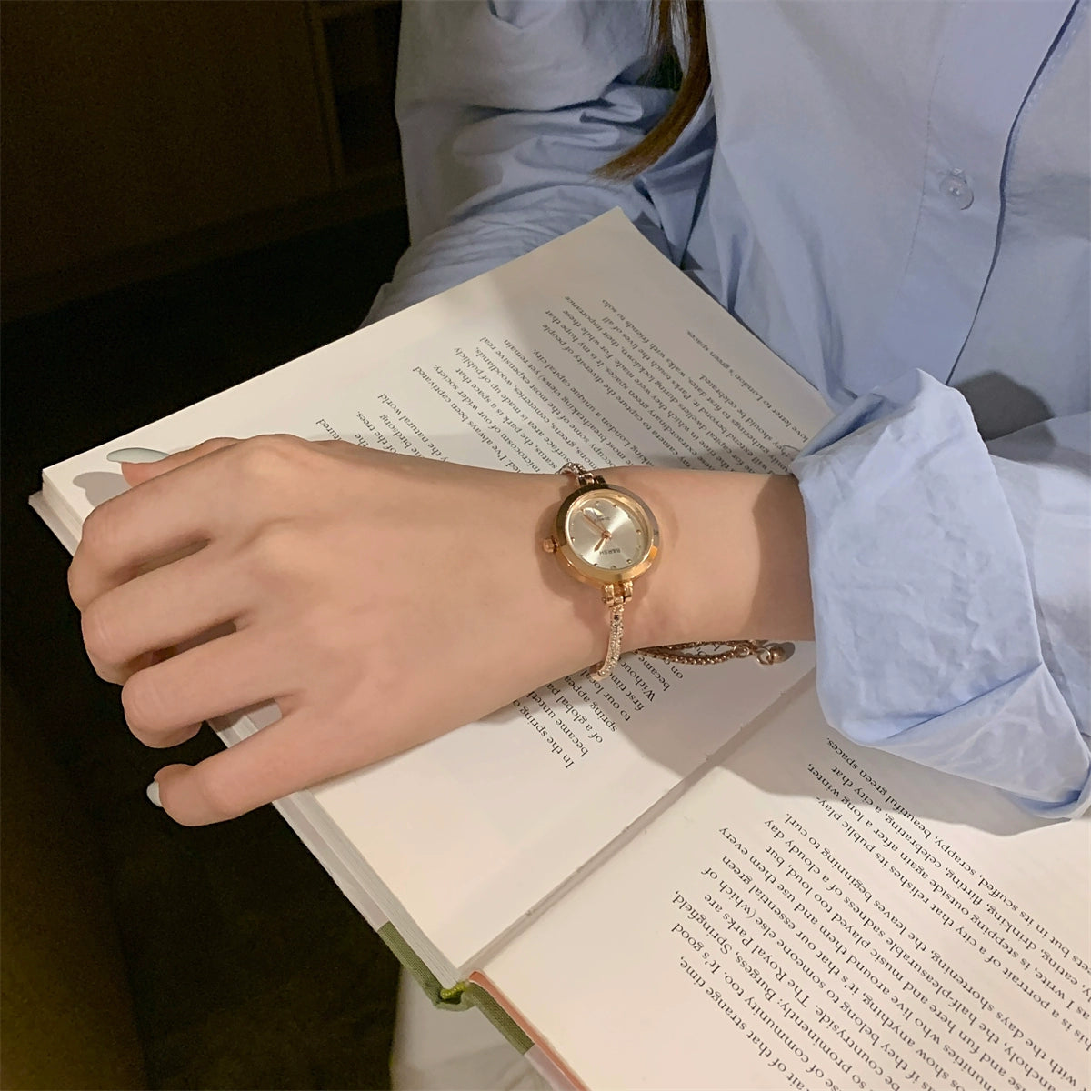 Ophelia Chain Bracelet Watch - Rose Gold Band White Dial (Diamond) [N95XH7CU]