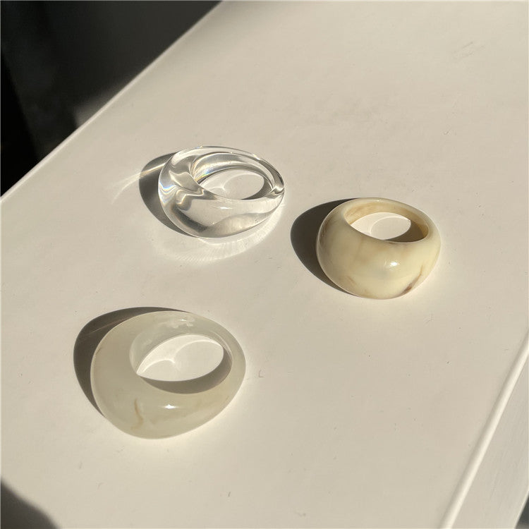 Sydni Acrylic Ring Set - Milky White Three-Piece Set [NF1BR4FC]