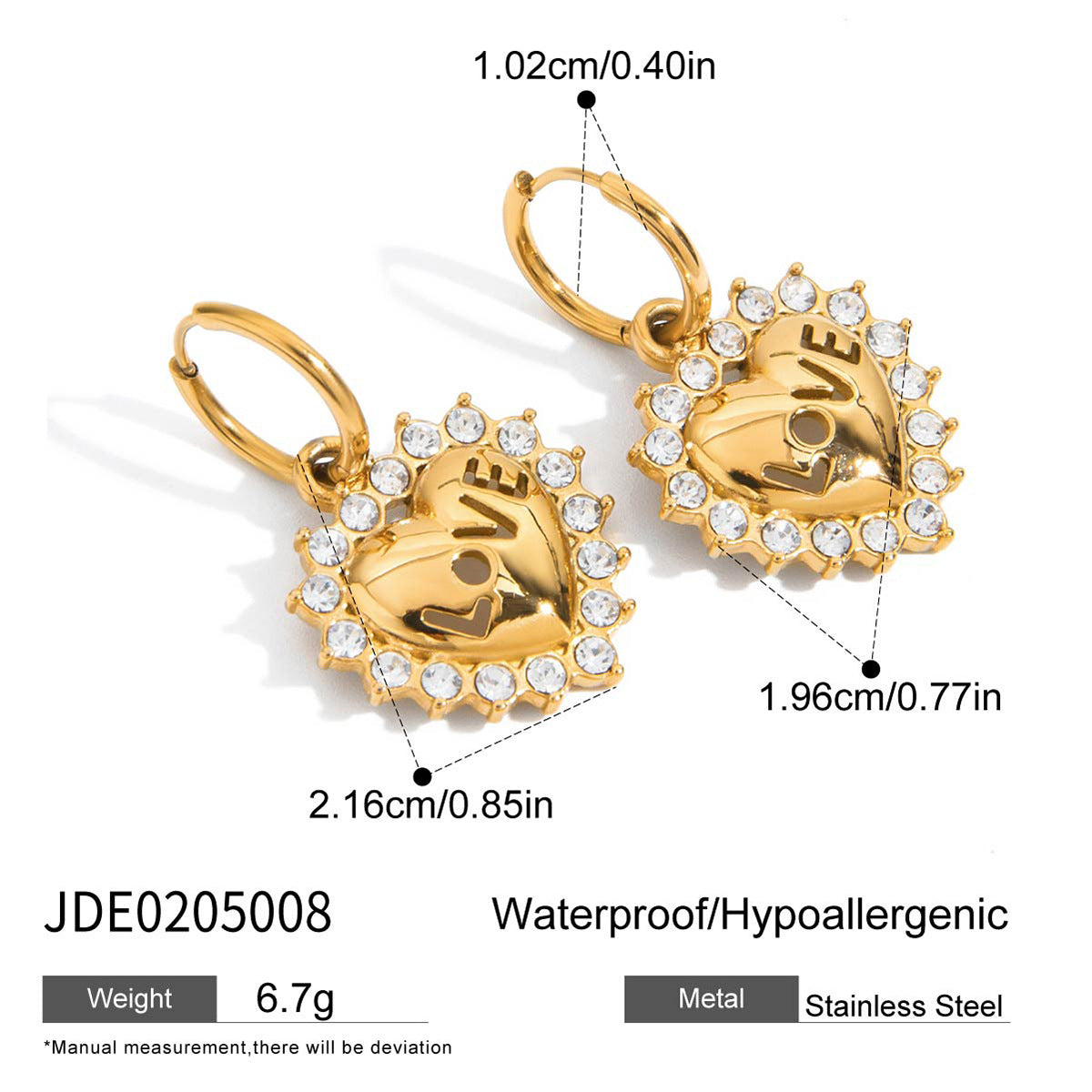 Bayla Stainless Steel Heart Stud Earrings - JDE0205008 [579LQSU5]