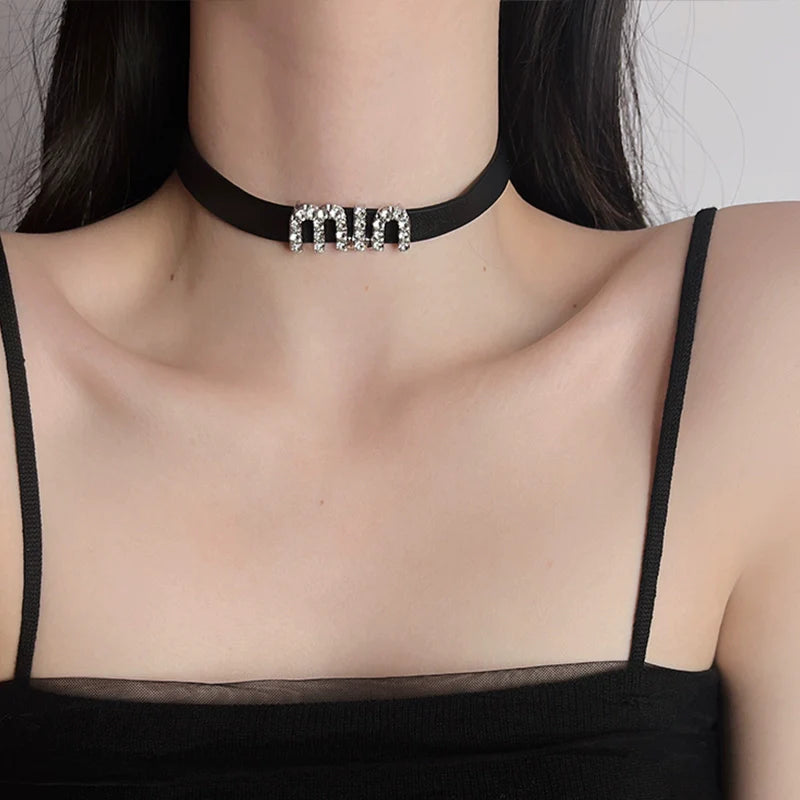 Jolene Gothic Leather Choker - Letter Leather Necklace