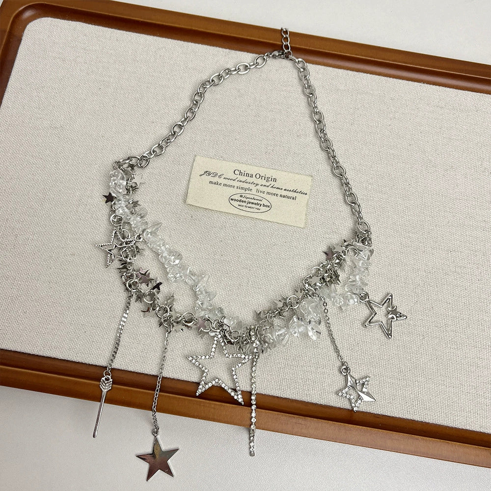Srinika Glimmering Star Layered Necklace - Featured Necklace Style [DLGQ148G]
