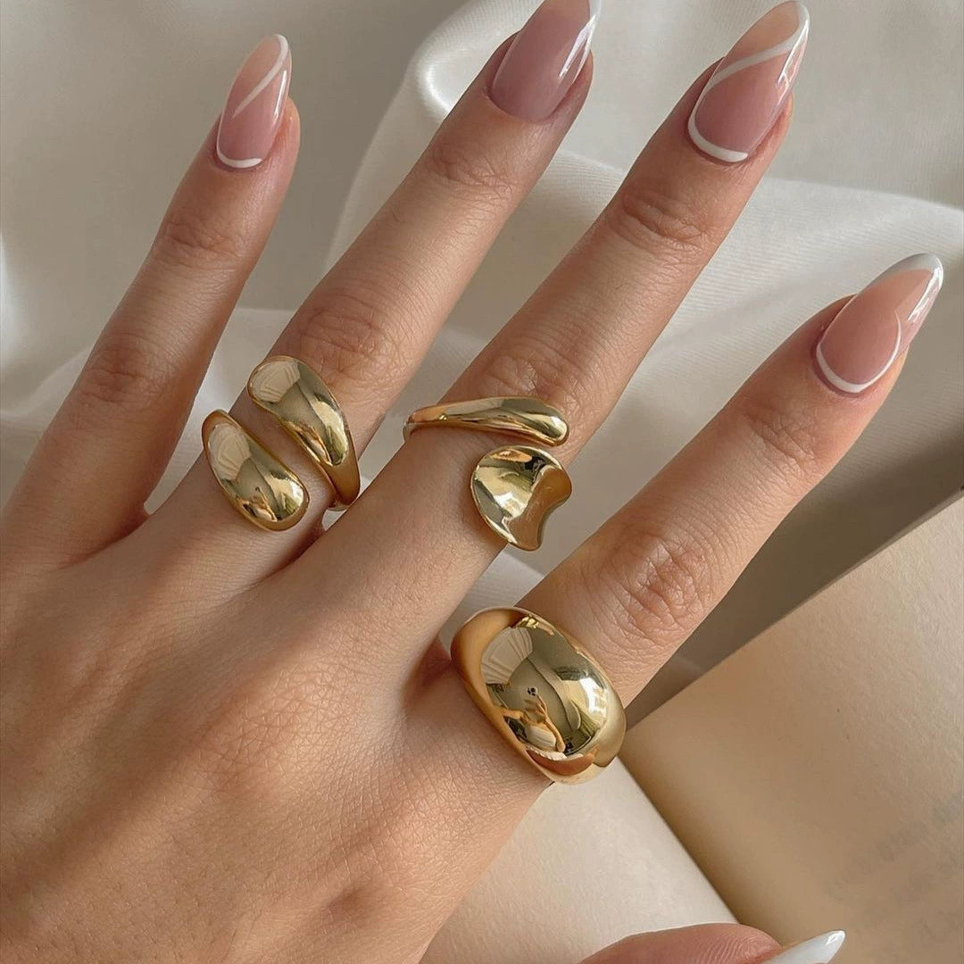 Leighann Gold Asymmetric Ring Set - Style 1 [J7G87GTL]