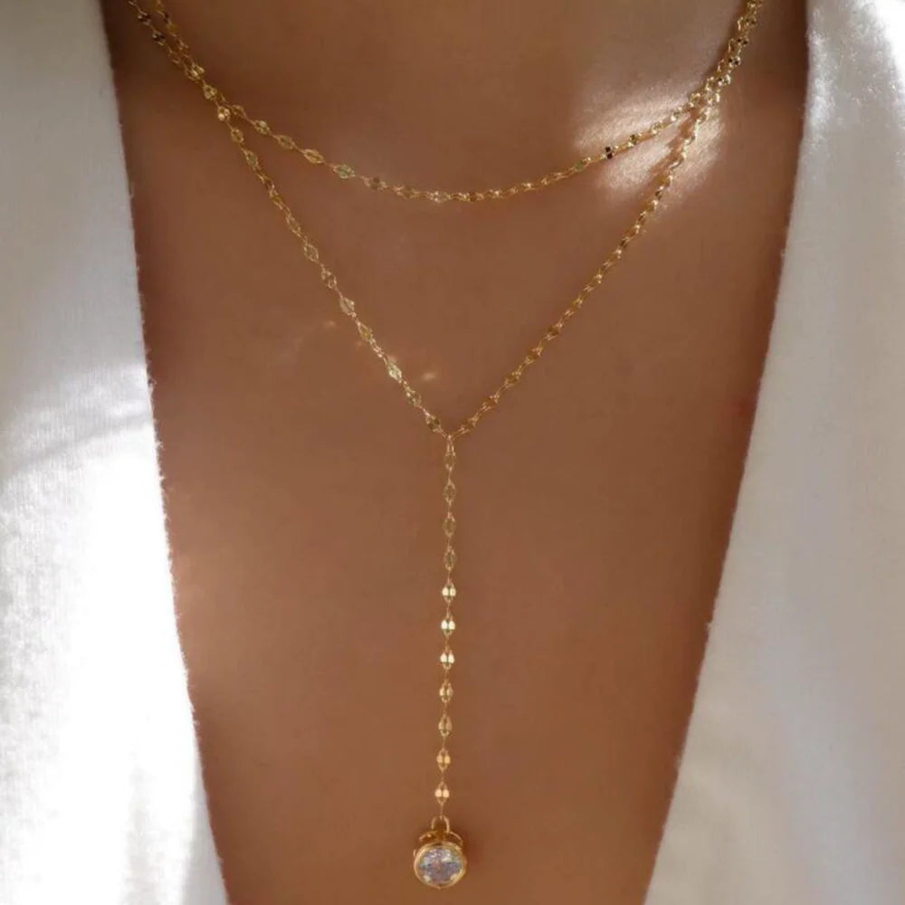 Jaqueline Multilayer Moon Pendant Necklace - CS8898-21