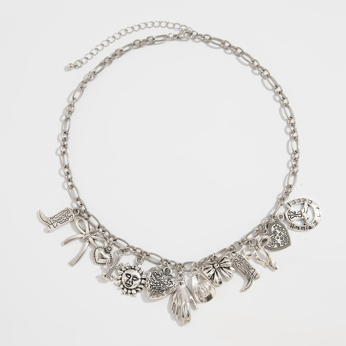 Luciana Layered Pendant Necklace - Silver Irregular Pendant [EIXZEXWA]