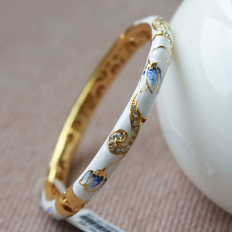 Ellagrace Delicate Lotus Bangle - Celadon (delicate & dainty) [95BIE7HL]