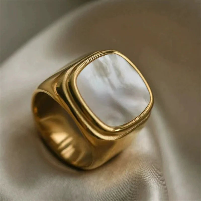 April Statement Gemstone Ring - Mother-of-Pearl Style US Size 6