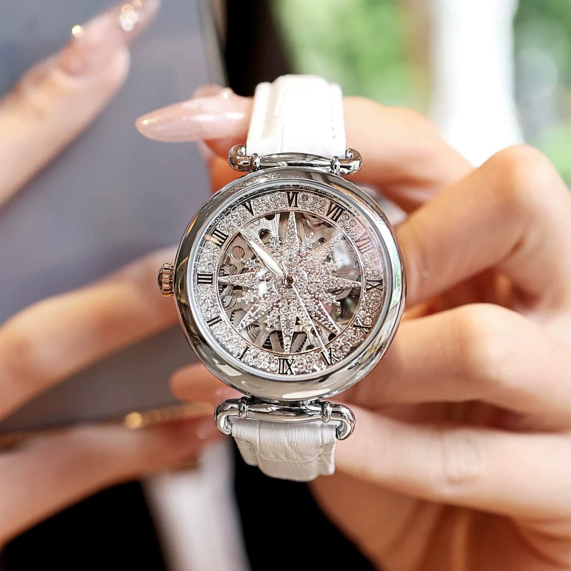 Betty Luxe Mechanical Watch - White Silver