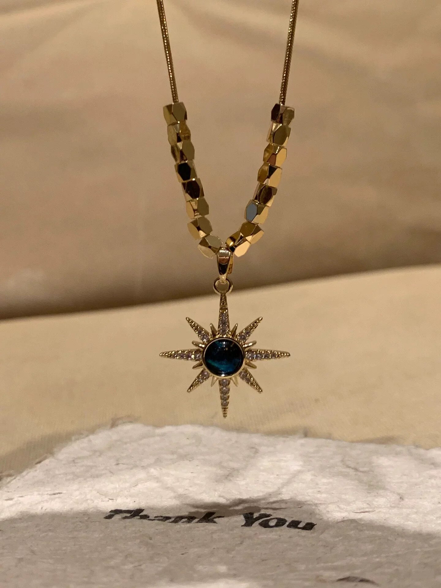 Karter Celestial Charm Necklace - Blue Starry Sky Sun Necklace