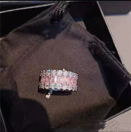 Kandace Pave Statement Ring - Pink Stone US 8
