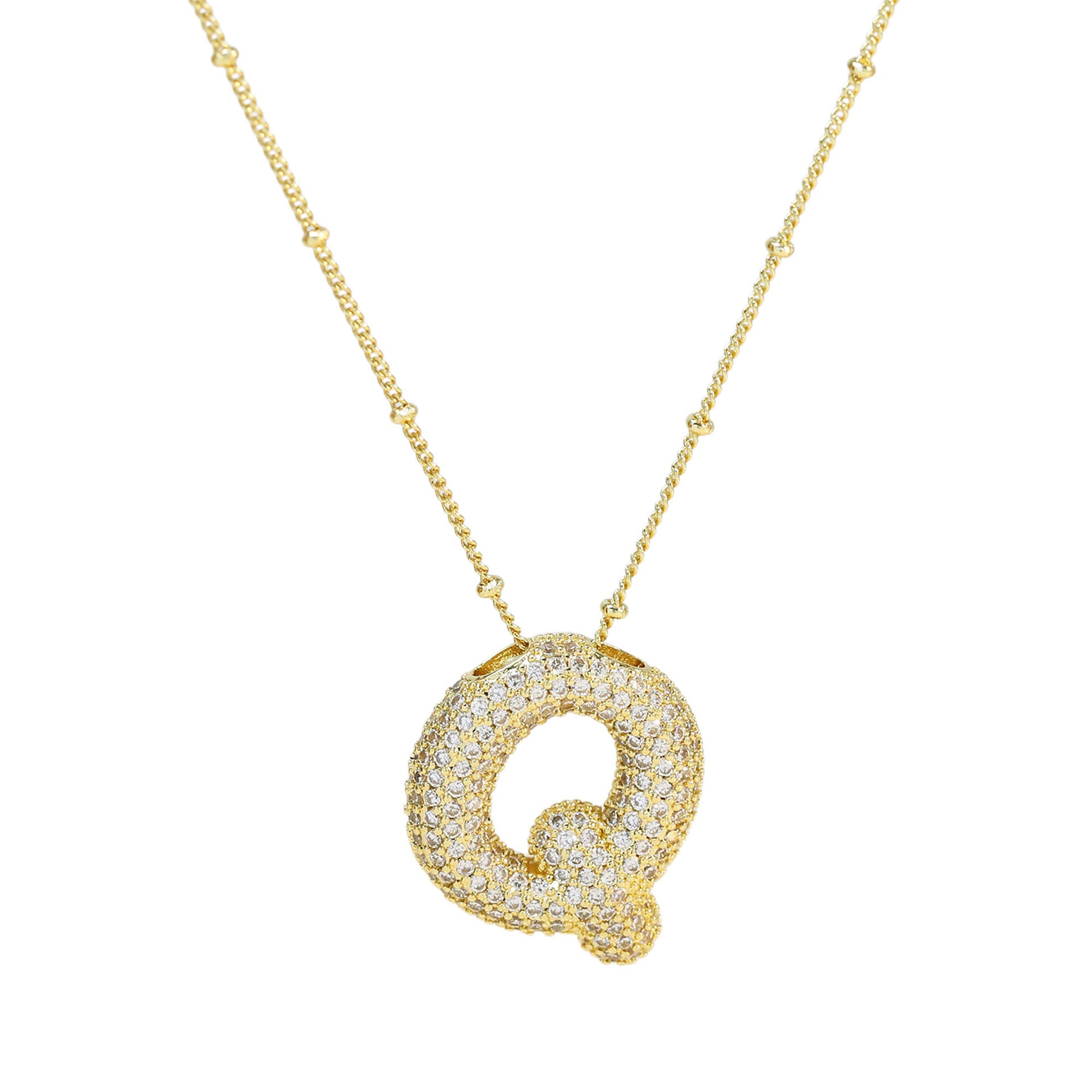 Fynlee Bubble Initial Necklace - Gold Q [NSZ8RH33]