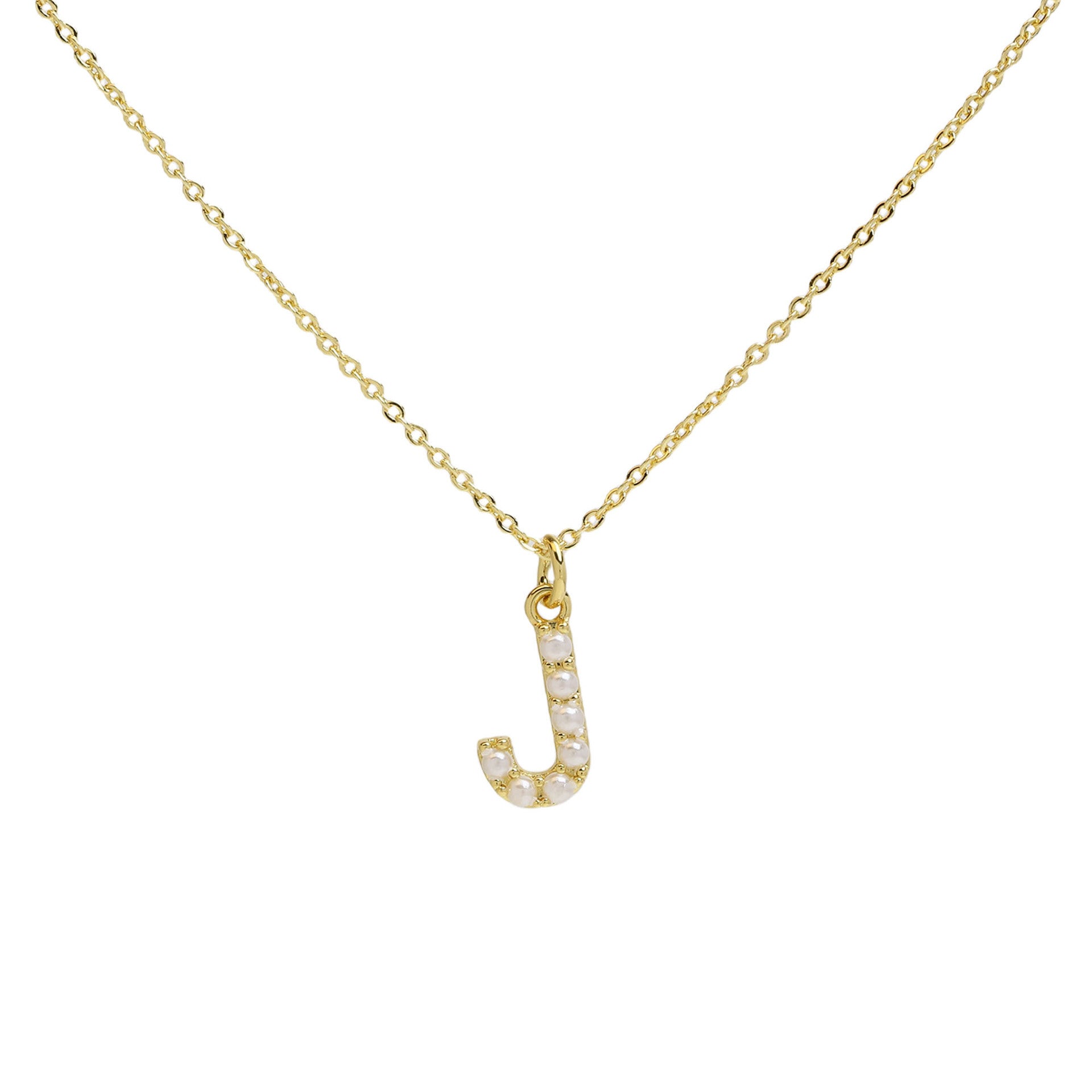 Ayaana Pearl Initial Necklace - Initial J [IPKPSMGX]