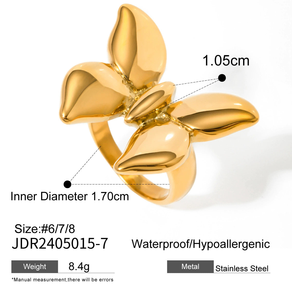Huntley Butterfly Titanium Ring - Gold-tone Size 6 [UKY9H66W]