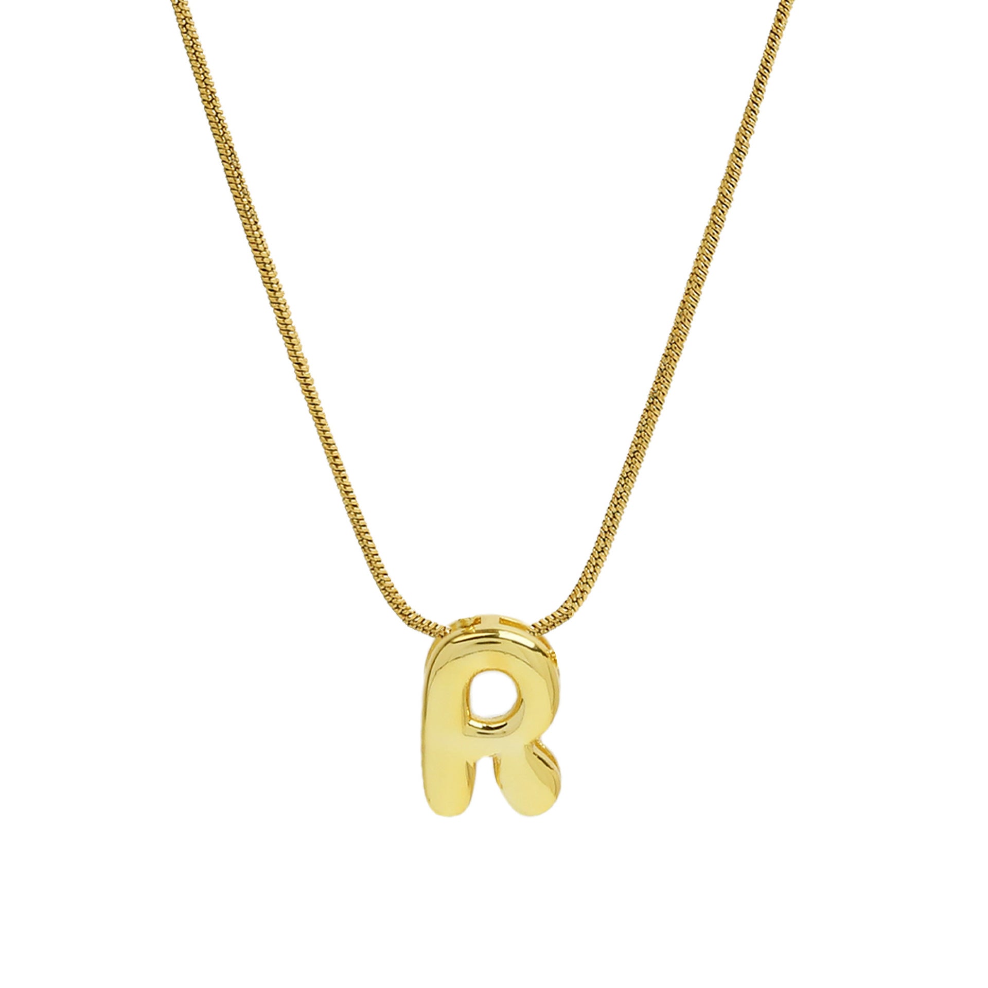 Hallie Initial Snake Chain Necklace - R Letter Necklace [NGITYDPB]