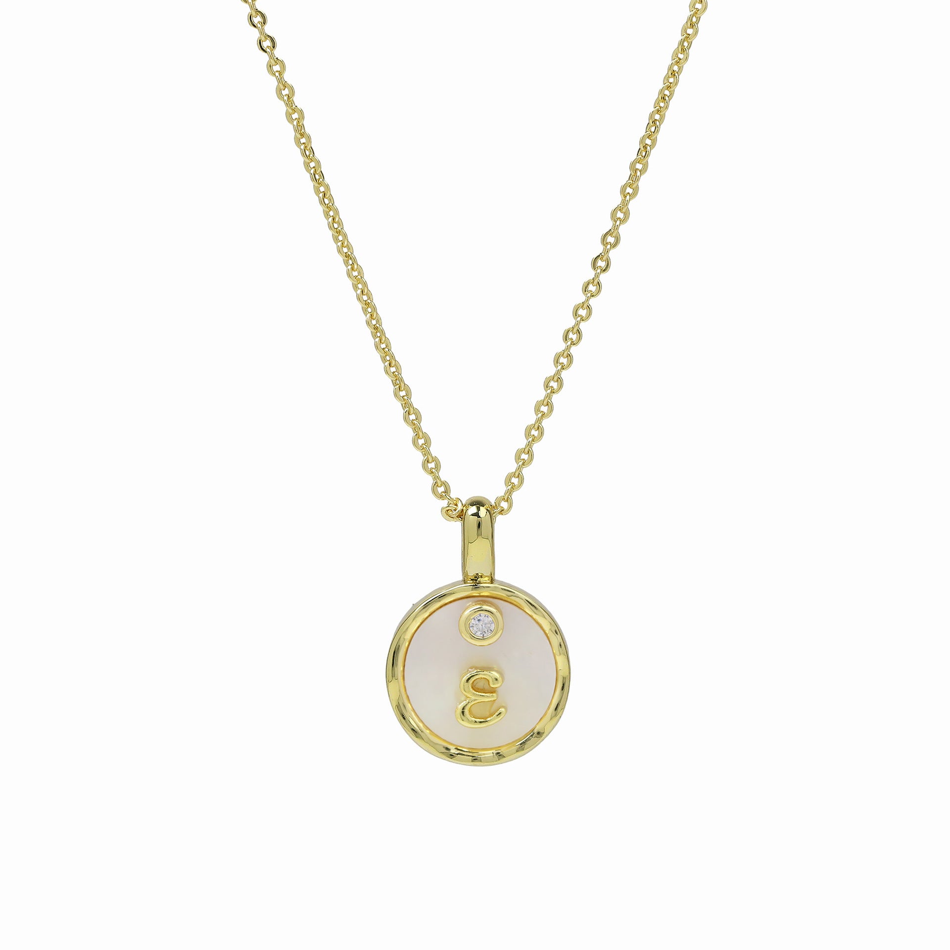 Haset Cursive Initial Pearl Necklace - Initial E [F8HD3MJU]