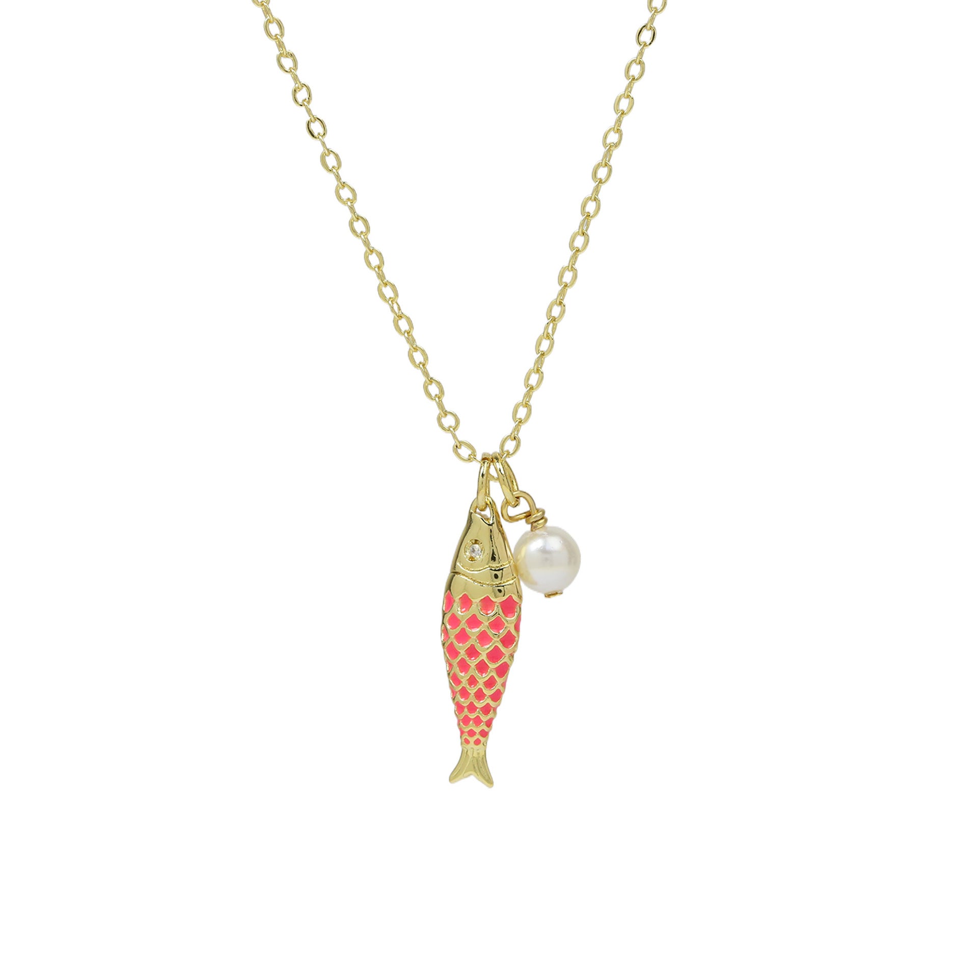 Giulianna Brass Tropical Fish Necklace - Pink Fish [O9YM3ZK0]