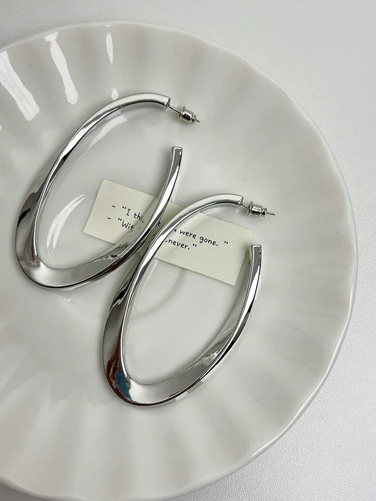 Abigael Sculptural Metal Earrings - Silver Pair of Earrings [WIZMWN55]