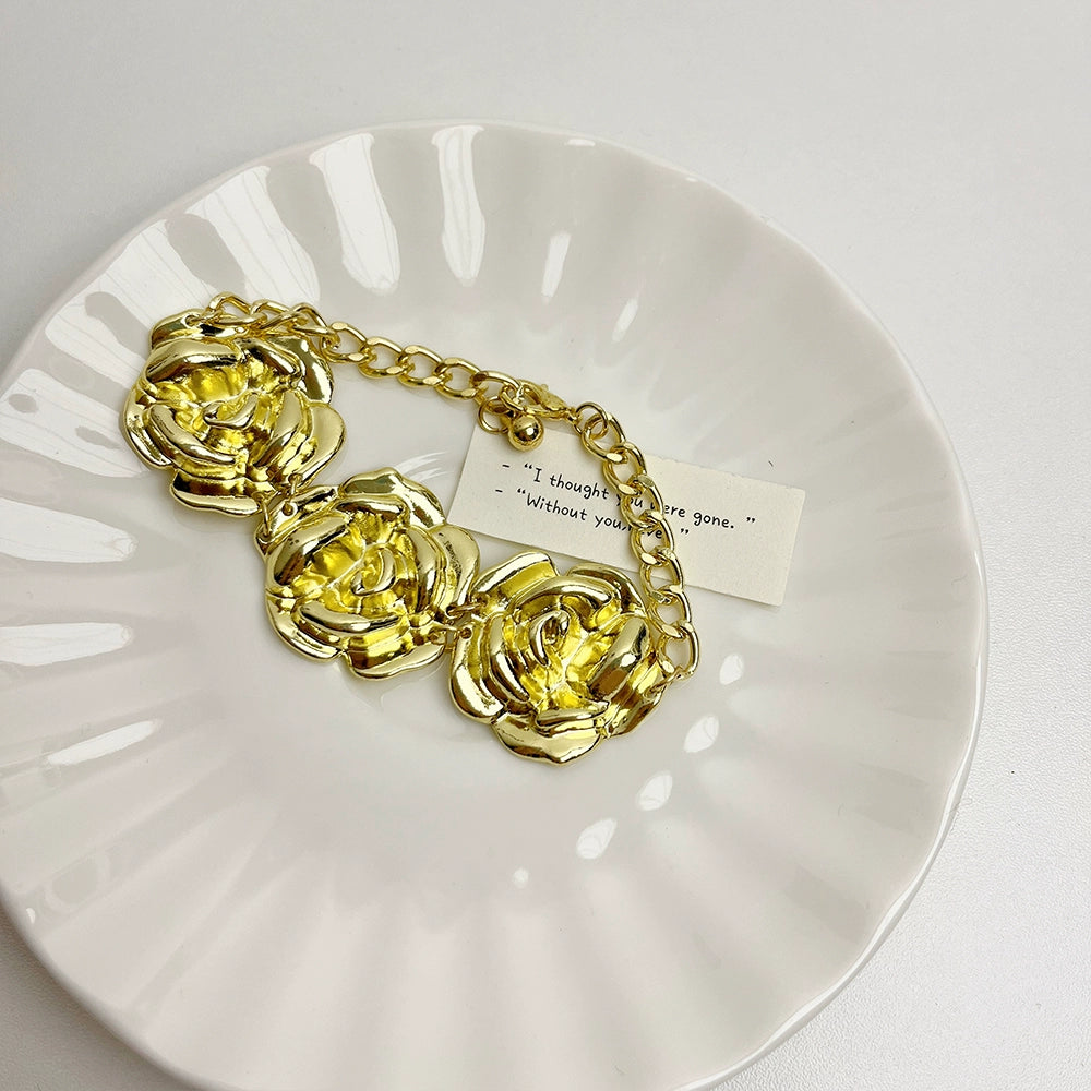 Clarabelle Rose Charm Jewelry - Gold Bracelet [R6M4VN6X]
