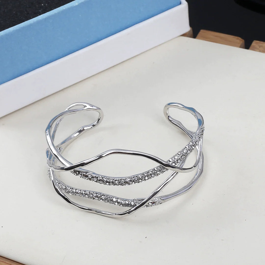 Maelee Twisted Open Cuff - Silver