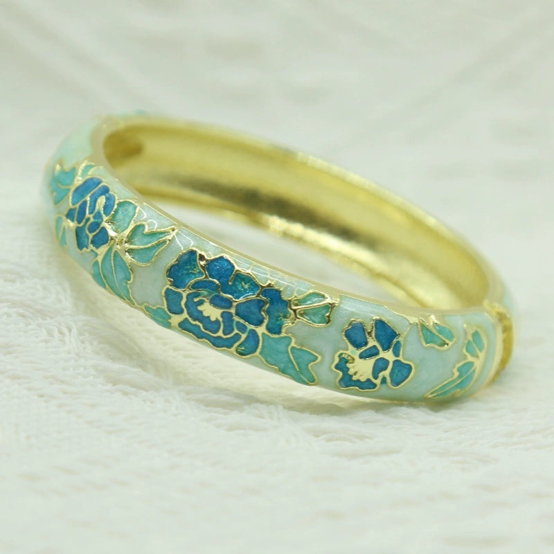 Jariah Peony Cloisonné Bracelet - Blue Floral [O5JP9M3G]