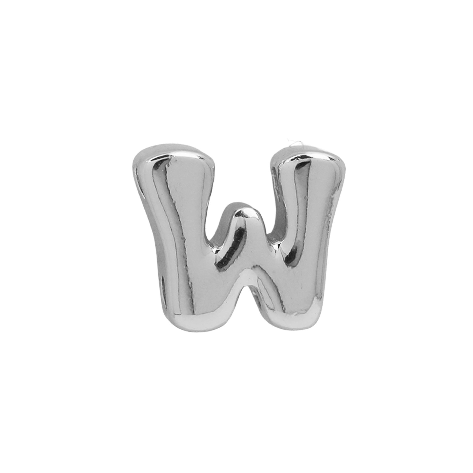 Jamyah Custom Initial Jewelry - Silver W (Pendant Only) [QE3I2P7I]