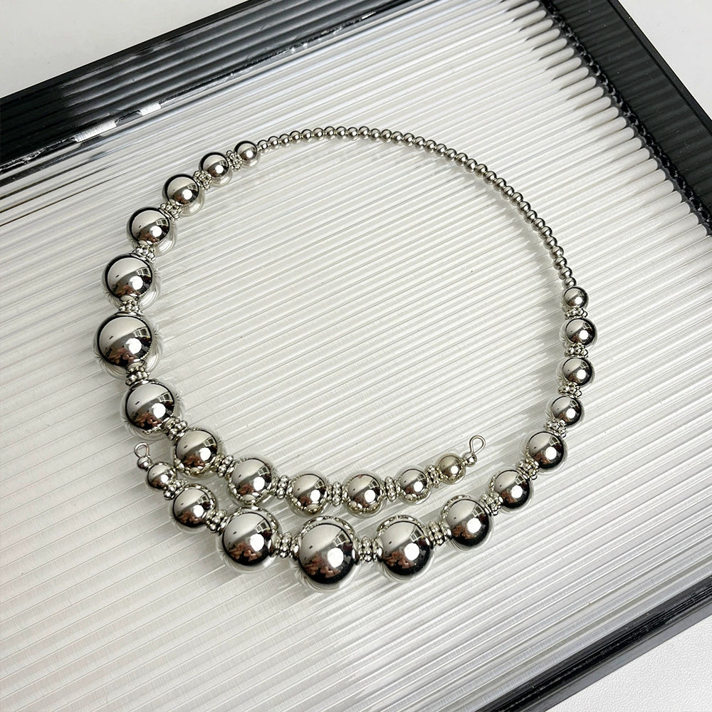 Joanne Sleek Silver Choker - Silver Metal Ball Choker [BKSNSI38]