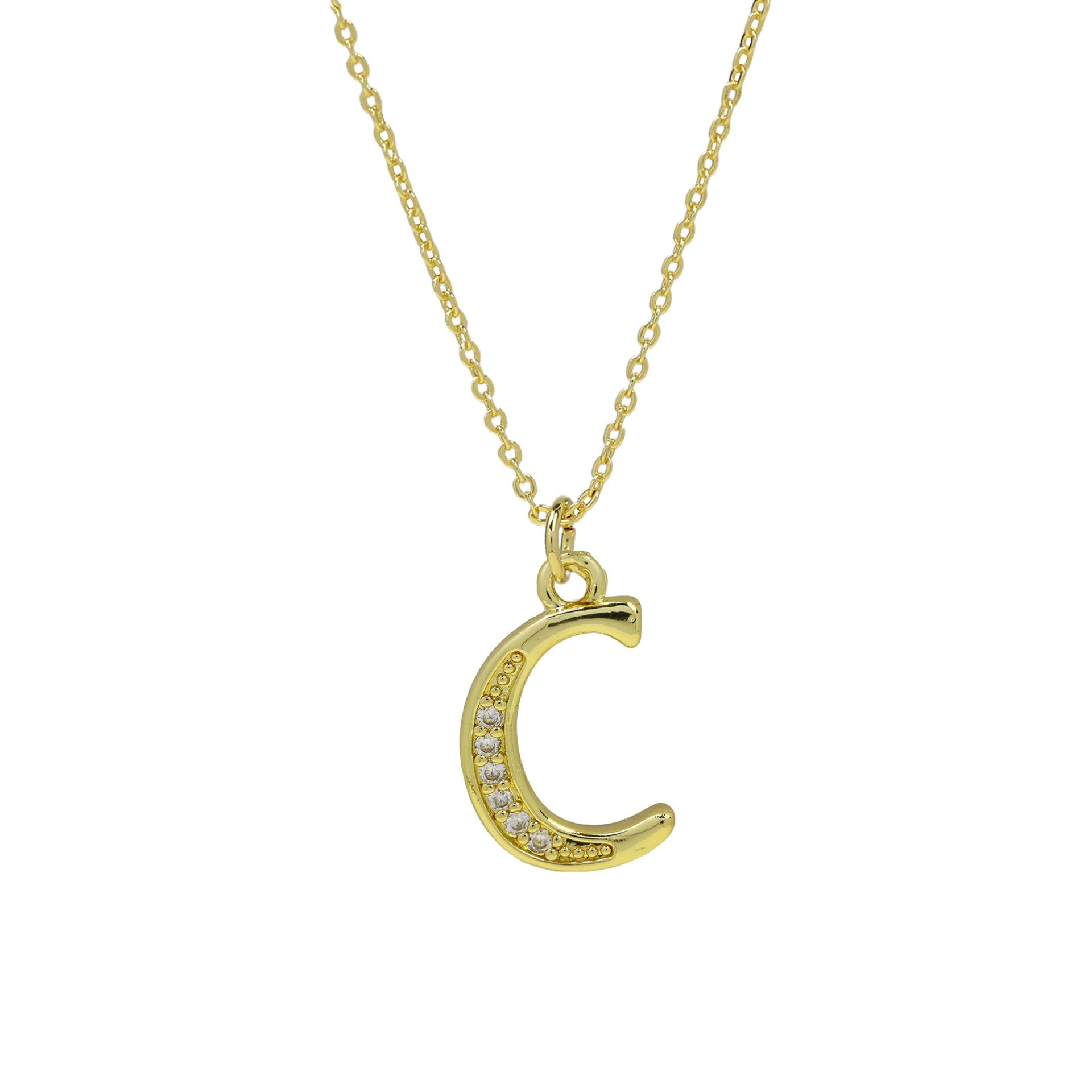 Winifred Delicate Alphabet Necklace - Letter C [O9WIFFGB]