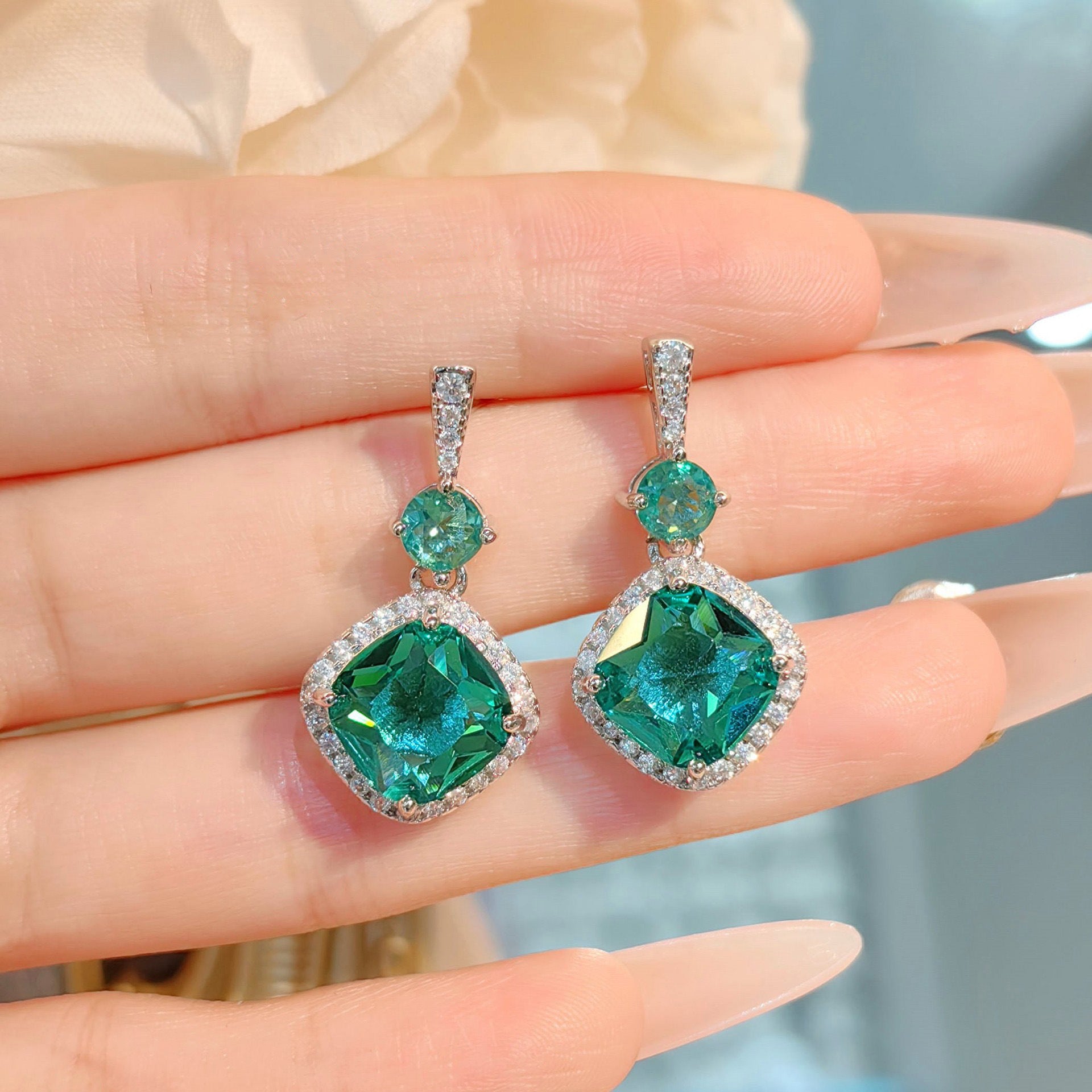 Hudson Royal Gemstone Set - Green Diamond Stud Earrings (Pair) [63830EVR]