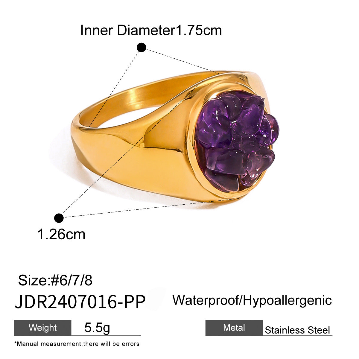 Khaliya Chunky Natural Ring - Deep Purple [6312R7KC]