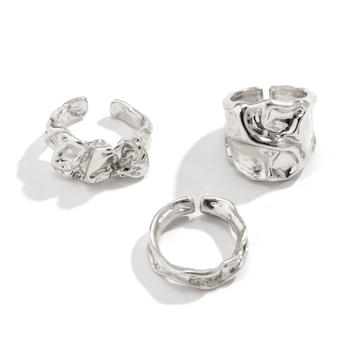 Hailey Pleated Ring Set - Silver