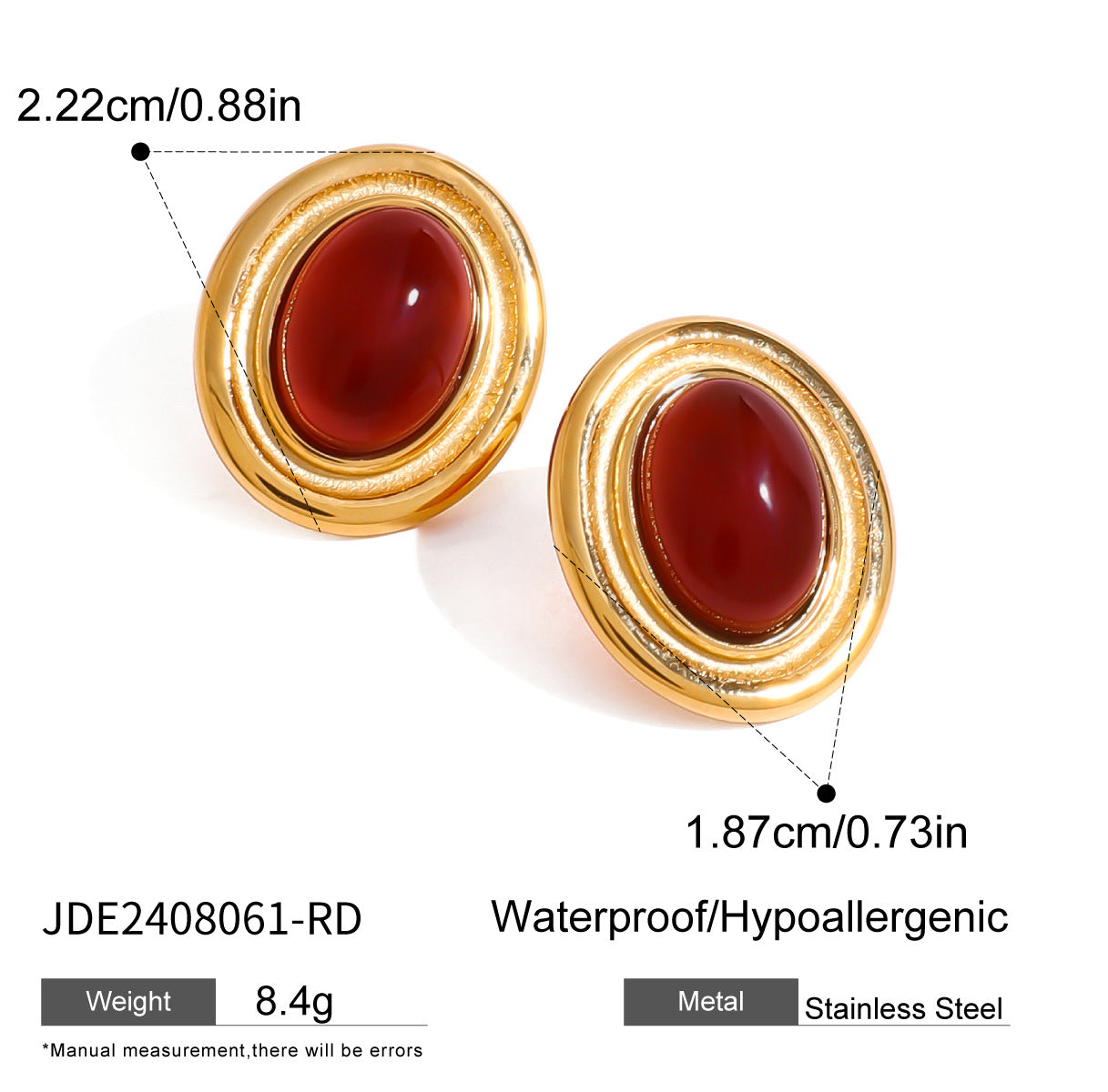 Zaire Agate Pendant Jewelry Set - Red Agate Set [8BOHFNP3]