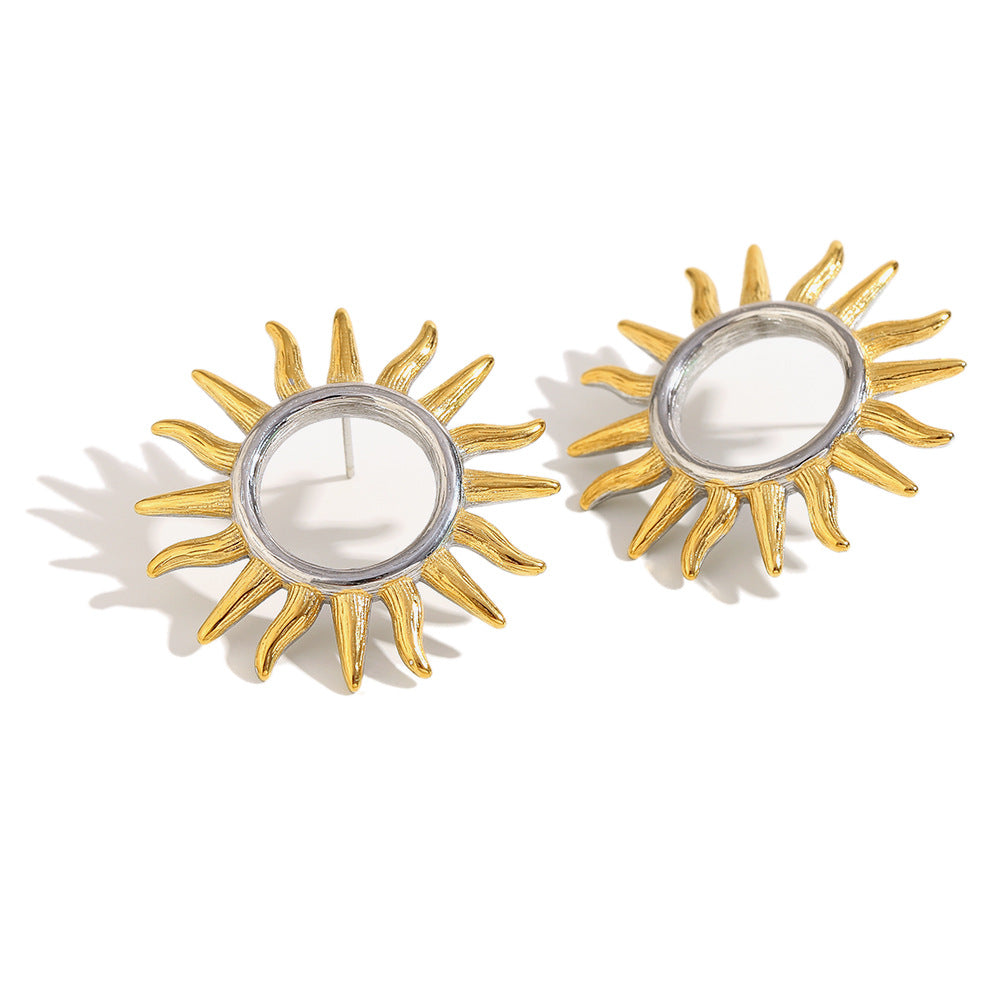 Devorah Gilded Sun Studs - Hollow Sun Earring - Dual Color [4X83727Q]