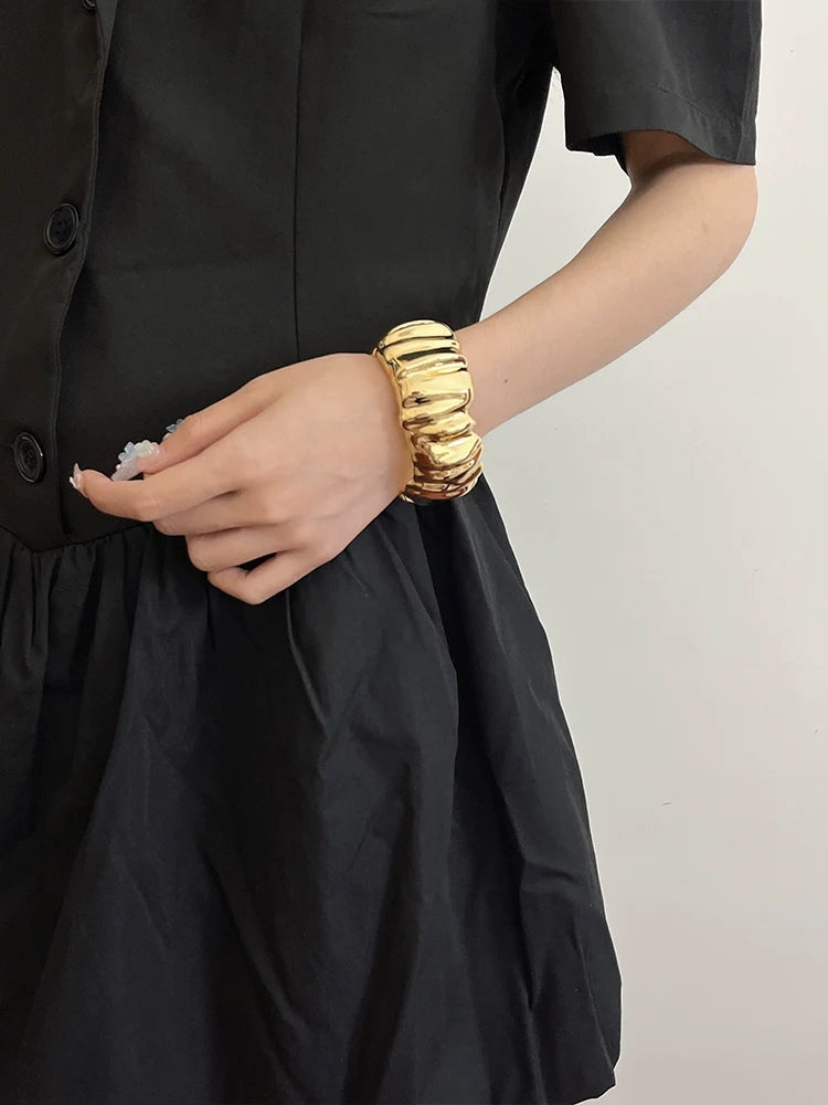 Milo Wide Polished Cuff Bracelet - Gold