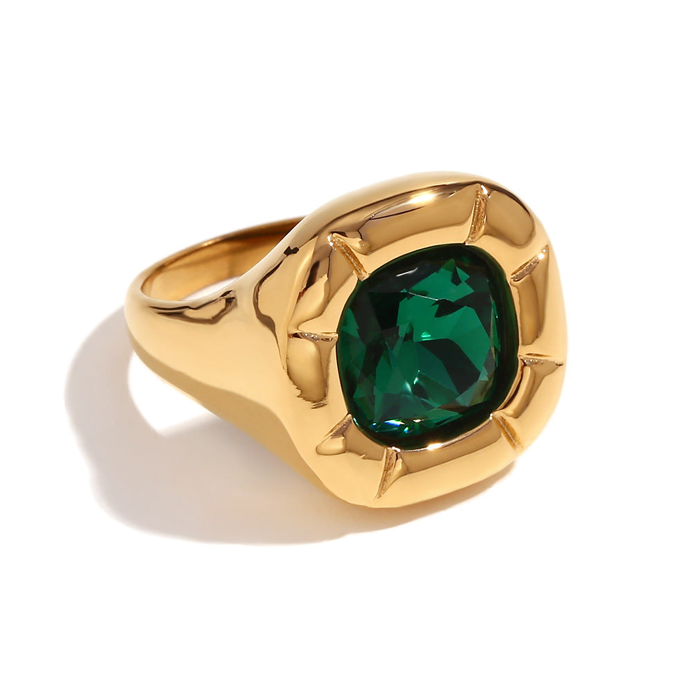 Amayra Zircon Bloom Jewelry - Ring - Gold Green Zircon Size 6 [PO8Y39XG]