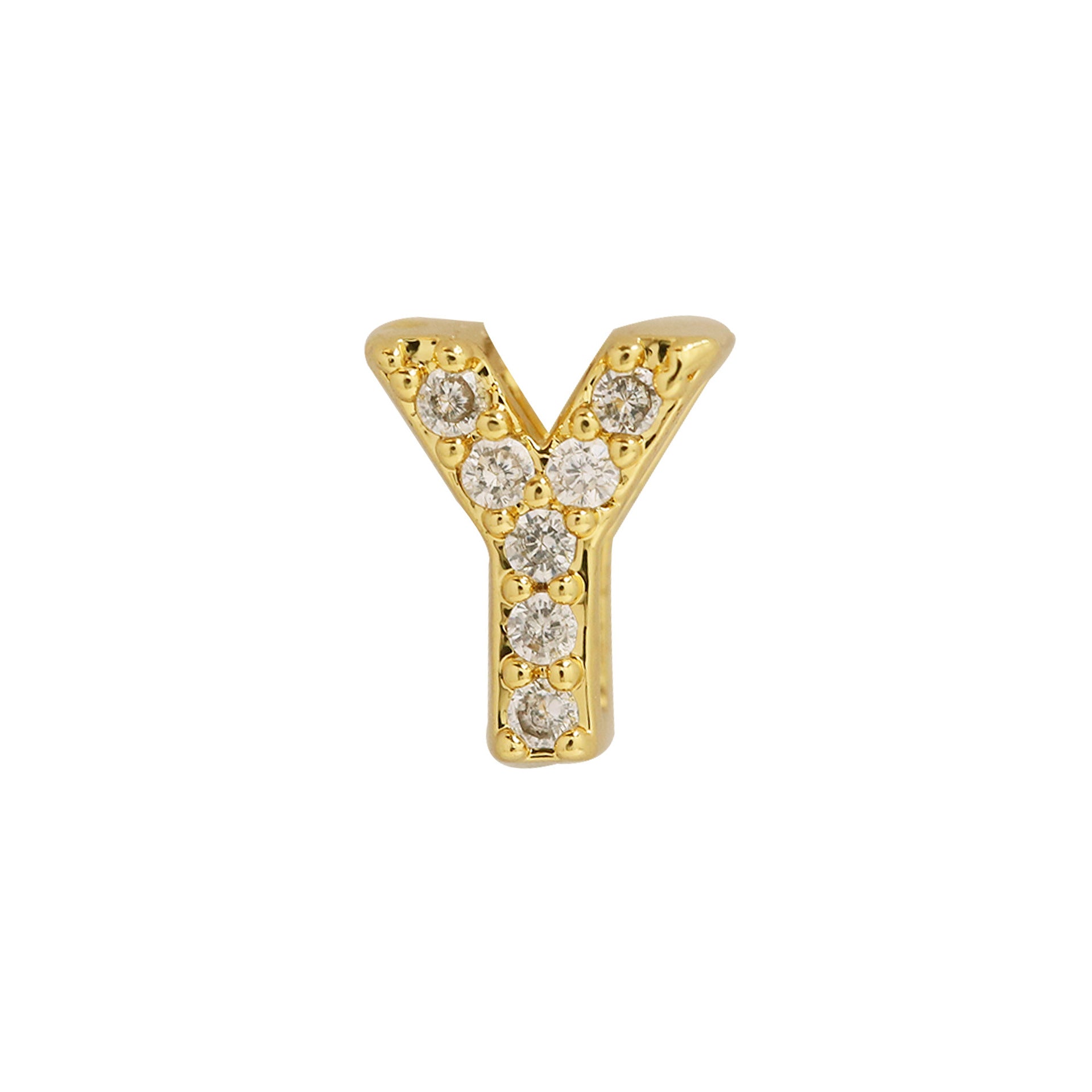 Leyna Gold Zircon Initial Necklace - Y [G8LV4M1C]