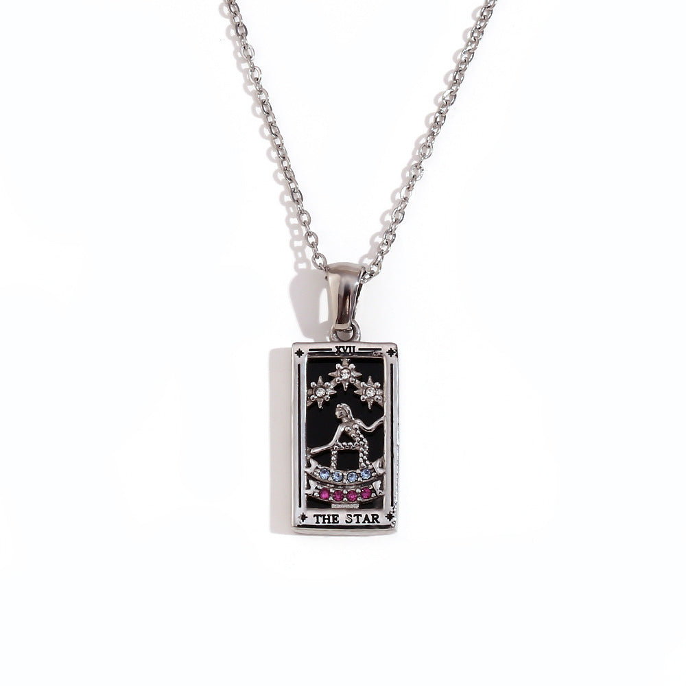 Avalyn Tarot Pendant Necklace - Steel - The Star [34NC4D64]