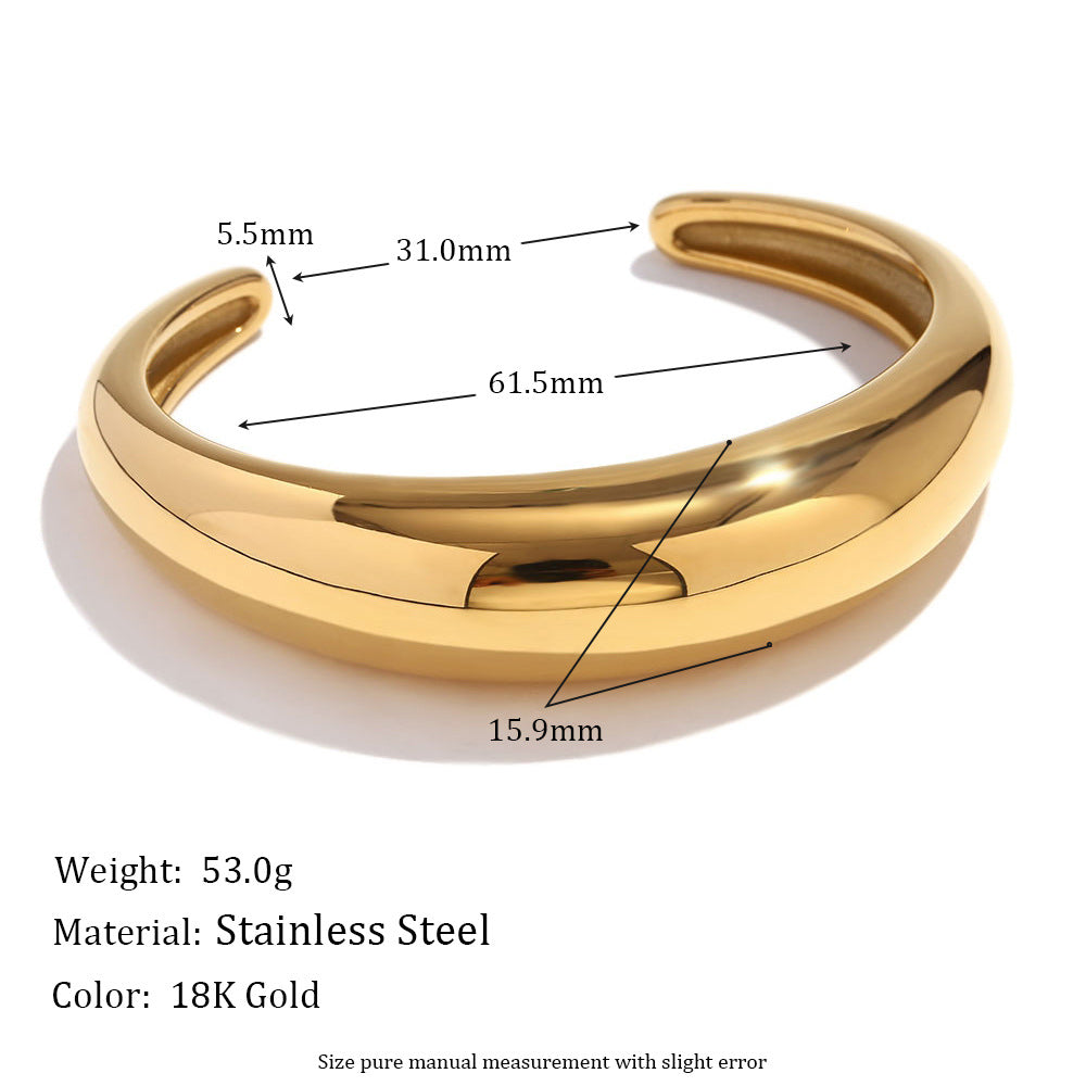 August Radiant Cuff Bracelet - Classic Cast Smooth Open Bracelet - Gold [ASBEQJP1]