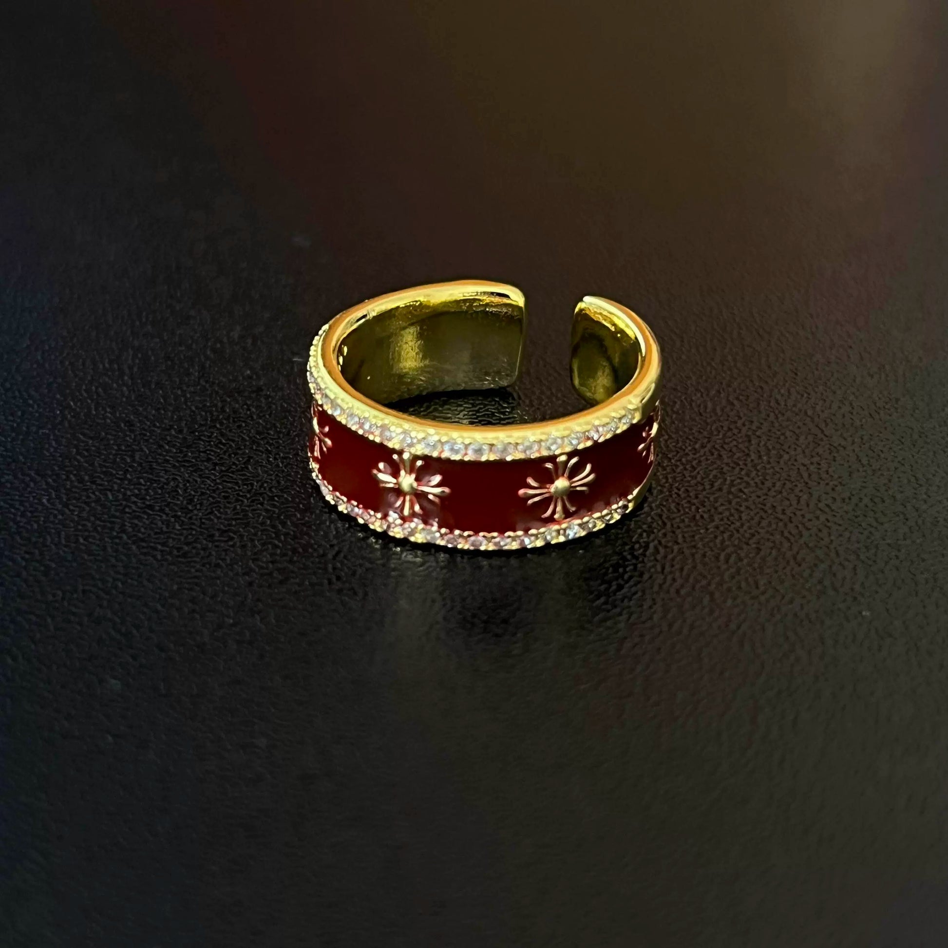 Elaine Dripping Cross Ring - Adjustable Red Cross Ring