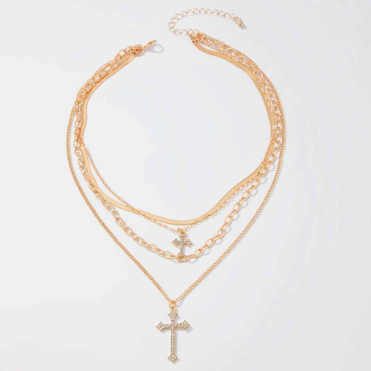 Ziva Layered Cross Pendant Necklace - Gold [3Q5QE23Q]