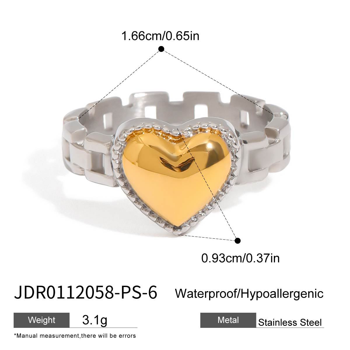 Amariyah Stainless Steel Heart Ring - Silver Polished [G5EAHVZH]