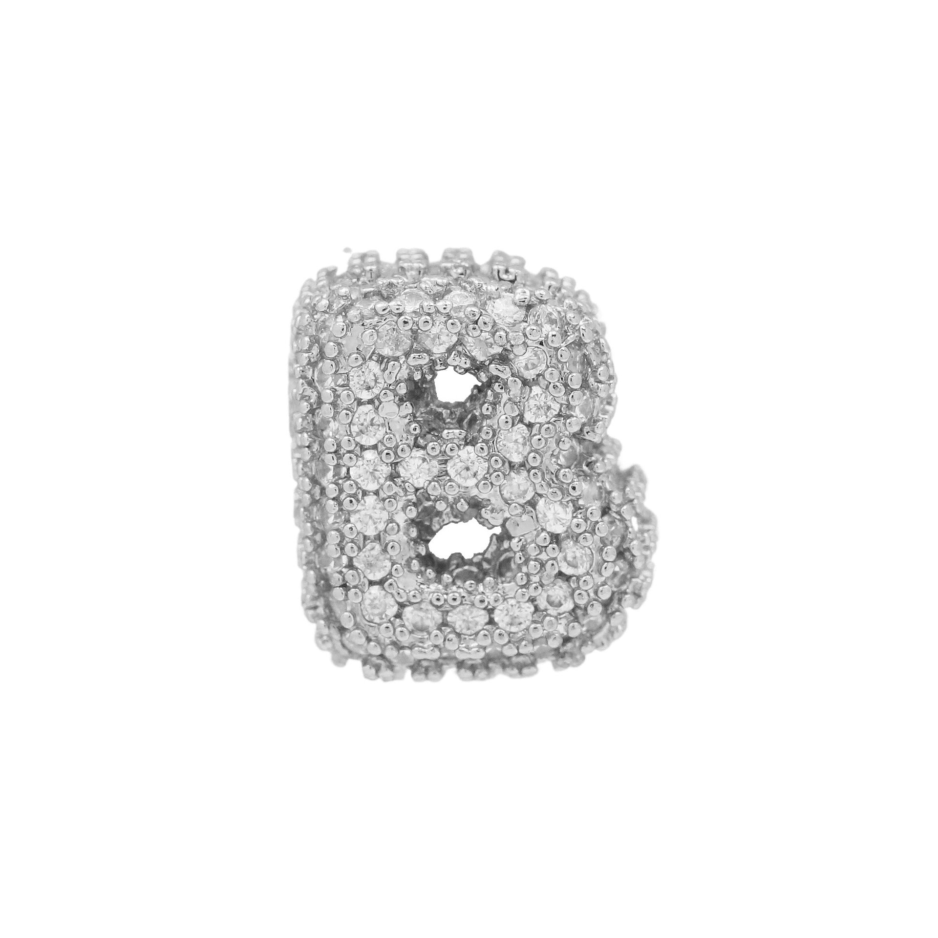 Jehlani Zircon Bubble Letter Necklace - Silver B Pendant [PV98YS49]